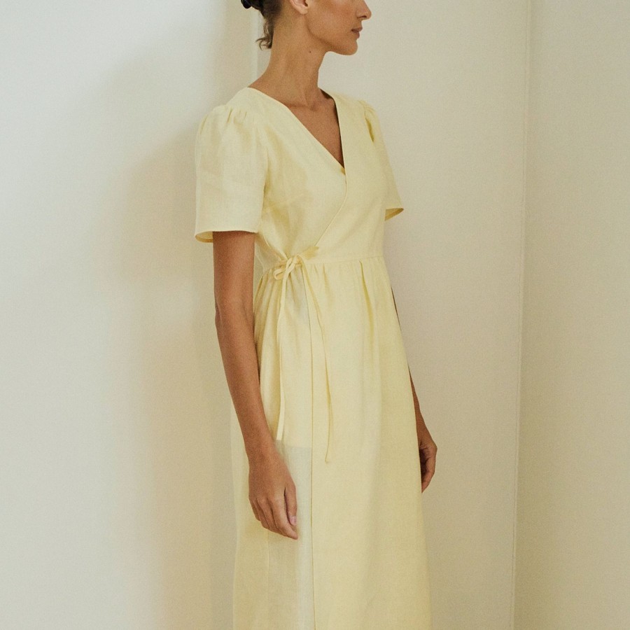 Women Something to Hold | Tulip Wrap Dress Light Yellow