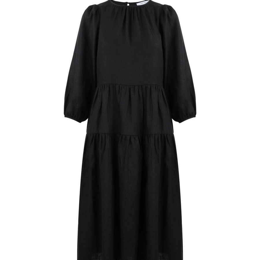 Women Something to Hold | Tiered Sleeved Dress Black