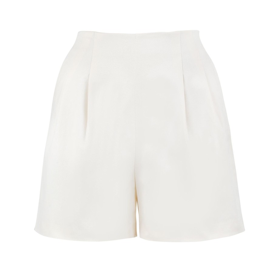 Women Something to Hold | Double Pleat Shorts White