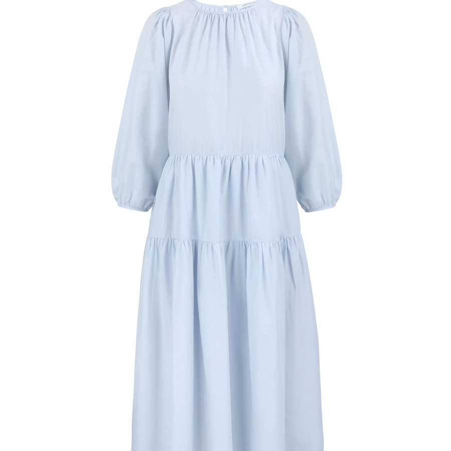 Women Something to Hold | Tiered Sleeved Dress Light Blue